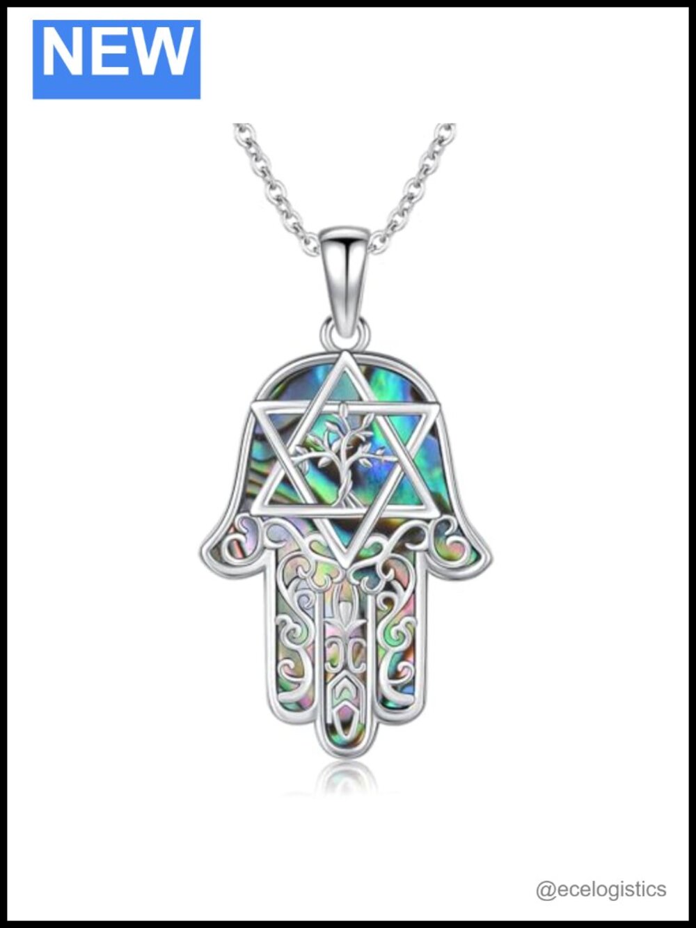 925 Sterling Silver Hamsa Tree of Life Pendant Necklace